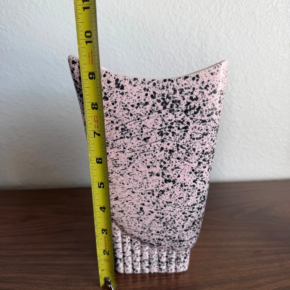 Vintage Stanfordware MCM Speckled Confetti Pink USA Pottery Vase 9.5